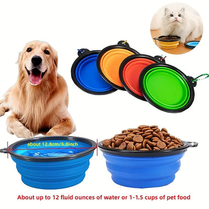 Portable Pet Food Bowl Durable TPR Bowl Cat and Dog Food Pet Silicone Collapsible Bowl Portable Travel Outdoor Water Food Bowl