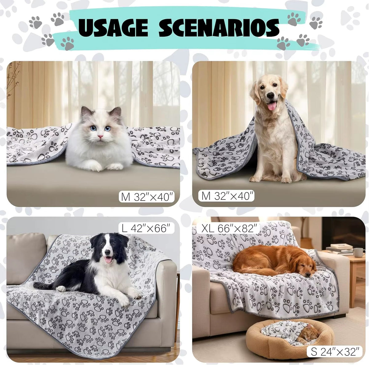 Premium Soft Dog Blanket Washable Cat Blanket for Indoor Cats Large Medium Small Dog Puppy Essentials