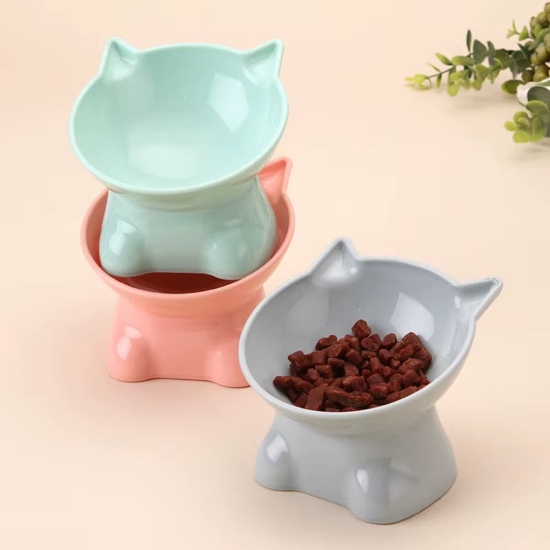 Cute Cat Bowl Tilted High-Legged Cat Bowl Cat Eating Bowl Cat Food Bowl Black Water Bowl Cat Food Bowl Dog Bowl