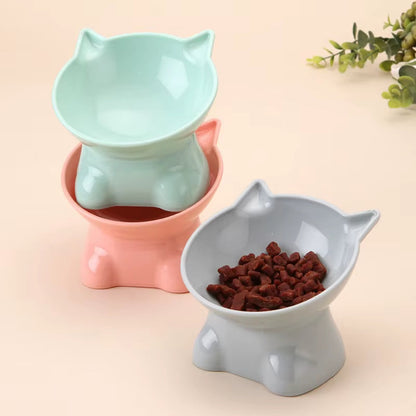 Cute Cat Bowl Tilted High-Legged Cat Bowl Cat Eating Bowl Cat Food Bowl Black Water Bowl Cat Food Bowl Dog Bowl